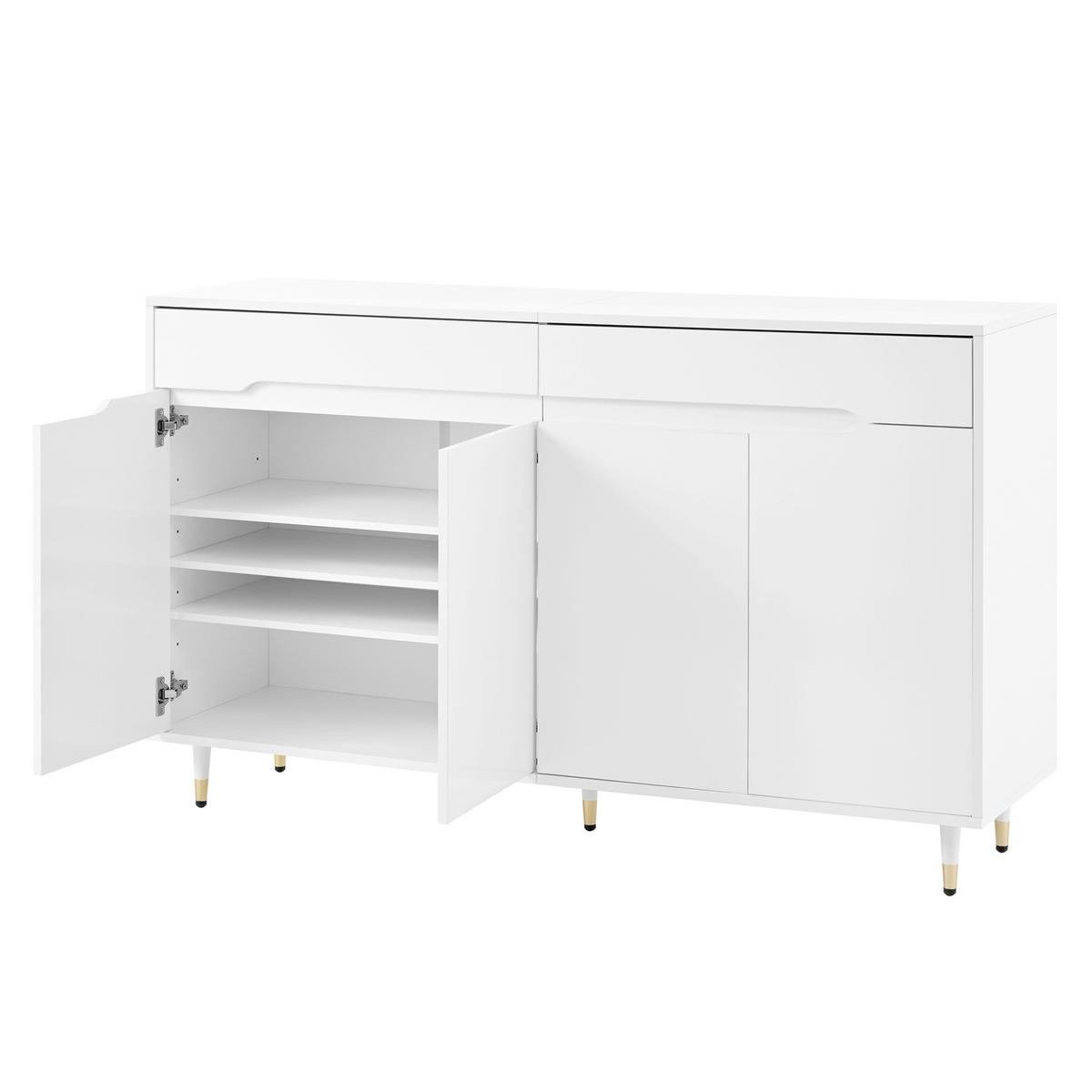 SCHUHSCHRANK mit 2 Türen und 2 Schubladen 140 x 39 x 84 cm Weiß - Weiß, Holz (39/84/140cm) - Beauniv