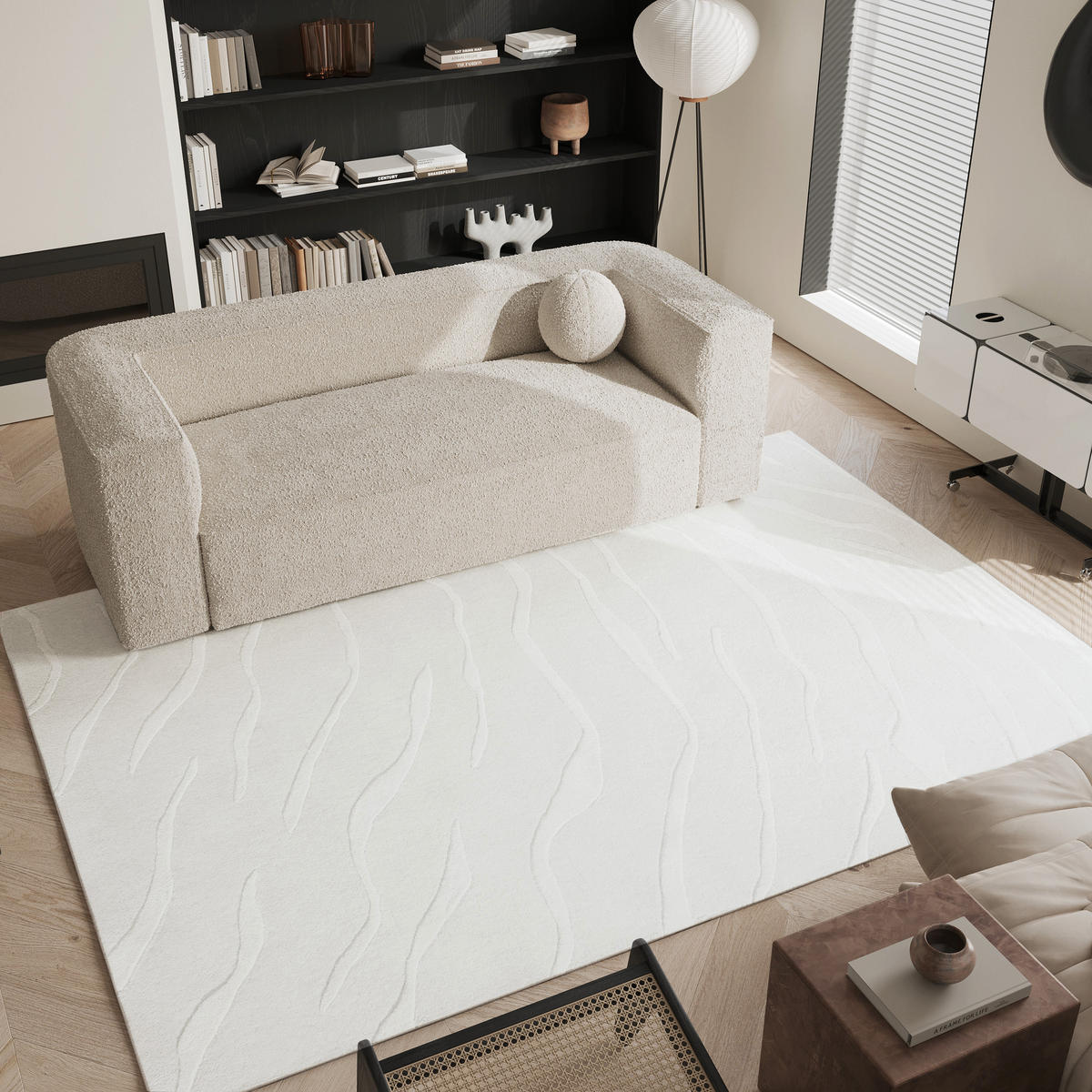 TEPPICHE Wolle und Viskose Gebrochenes Weiß 160cm - Weiß, Textil (160/230cm) - Sia Home