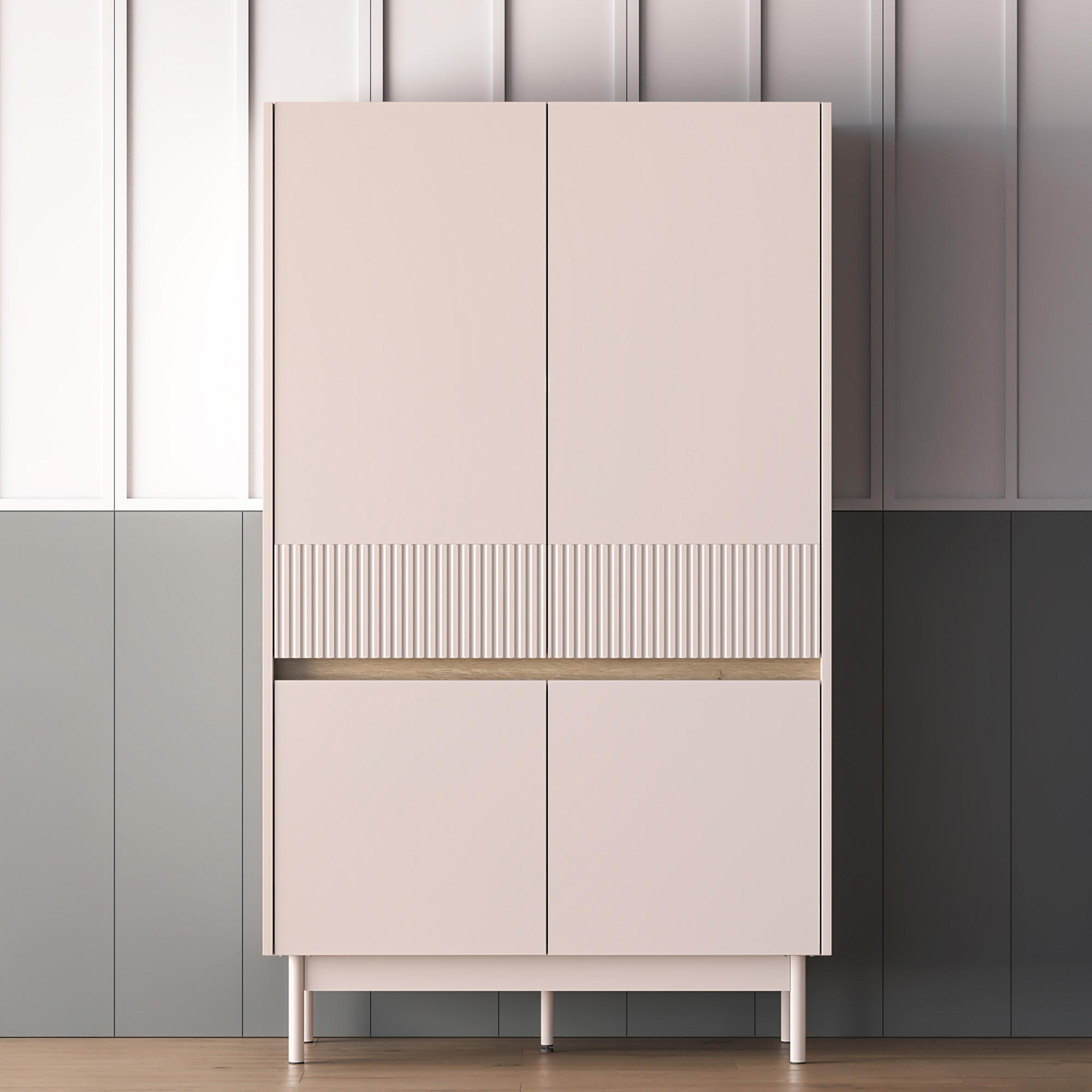 KOMMODE NALIA, Creme/Eiche - Eichefarben/Creme, Holzwerkstoff/Metall (92/156/40cm) - KONSIMO®