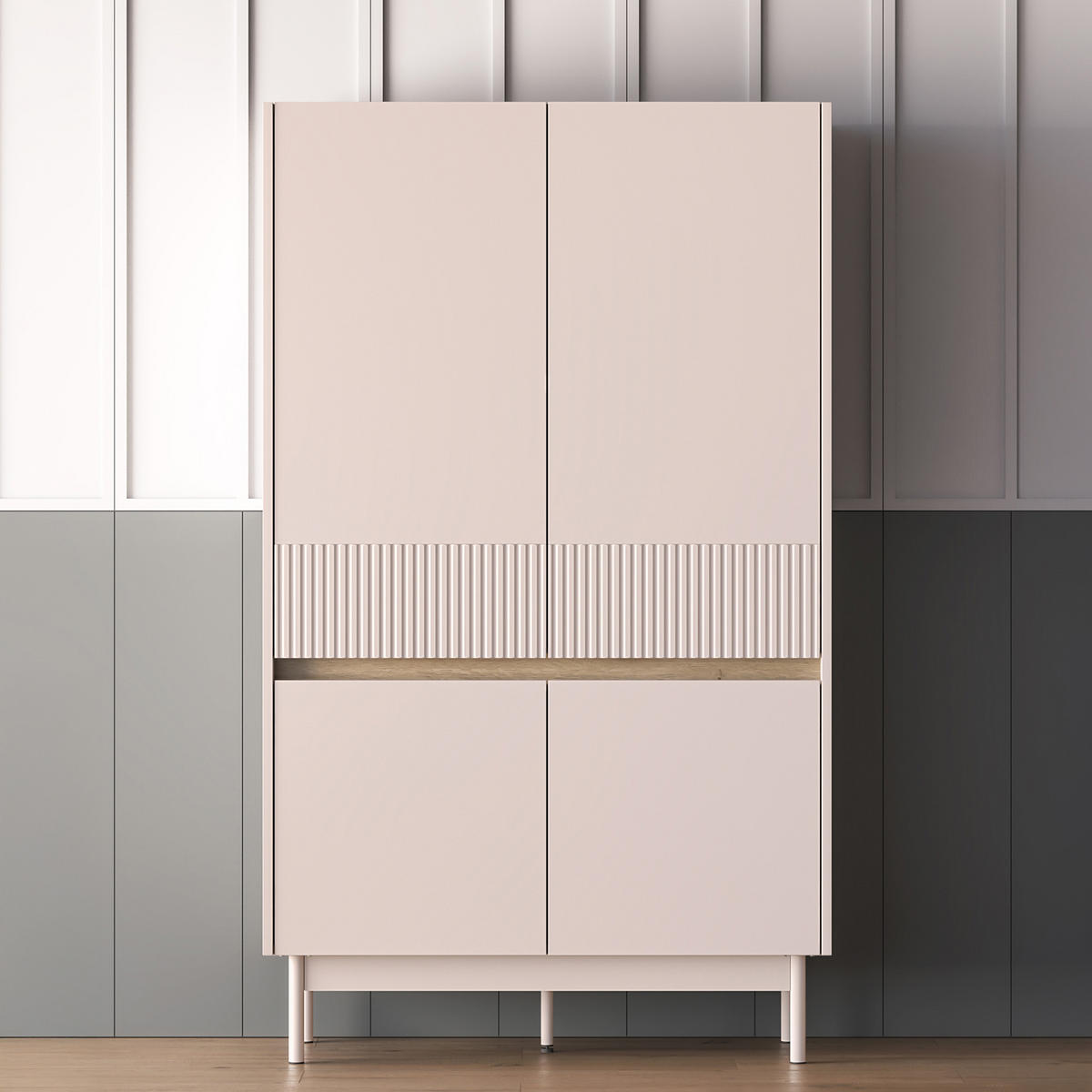 KOMMODE NALIA, Creme/Eiche - Eichefarben/Creme, Holzwerkstoff/Metall (92/156/40cm) - KONSIMO®