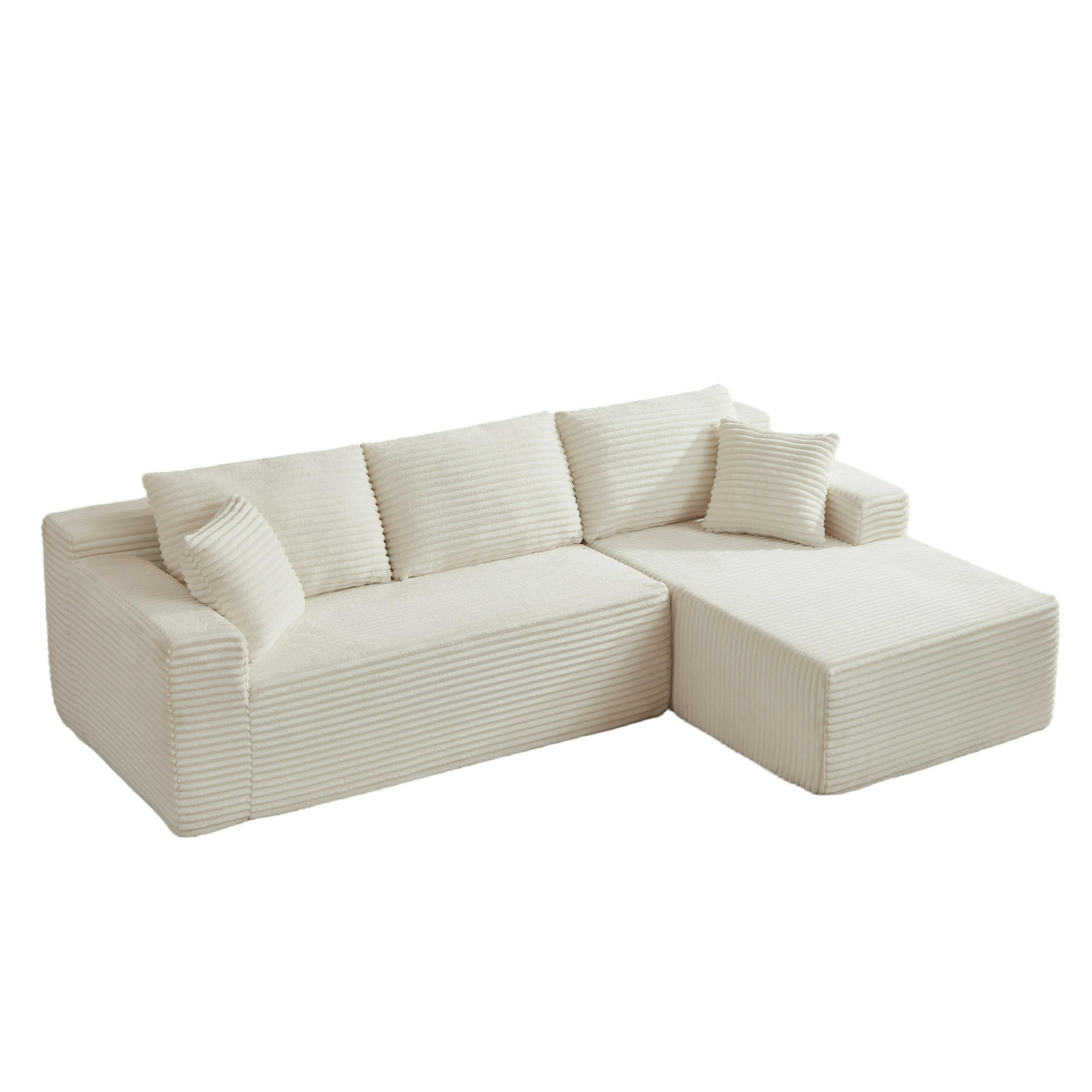 ECKSOFA DE-34926 L-Form mit Chaise rechts Weiß - Weiß, Textil (163/252.5cm) - ComfortXL