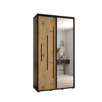 SCHWEBETÜRENSCHRANK 235,2/140/60 2-türig - Schwarz/Eiche Artisan, Holz/Metall (140/235/60cm) - Abiks Möbel