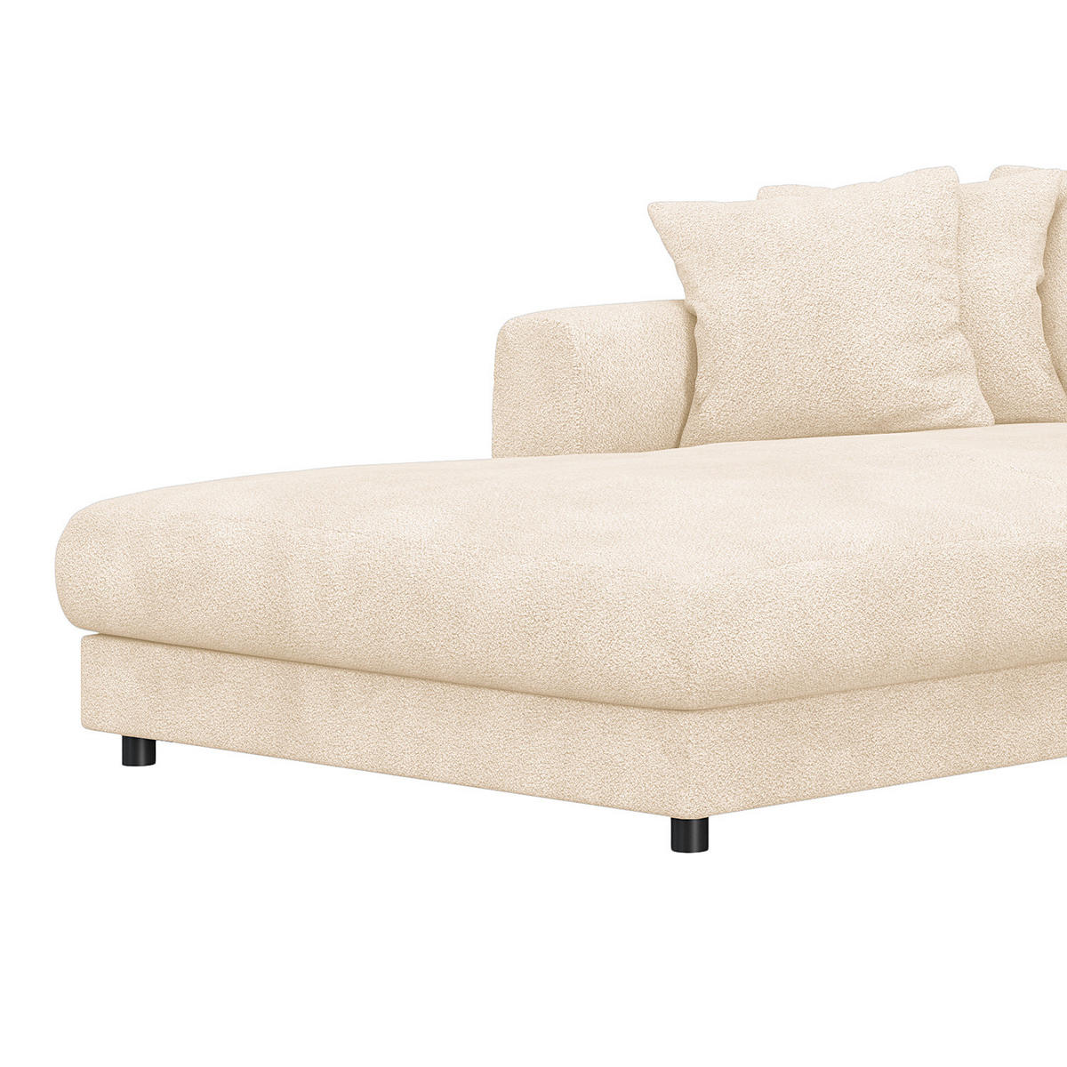 ECKSOFA mit Longchair - Beige/Schwarz, Textil (286/183cm) - home24