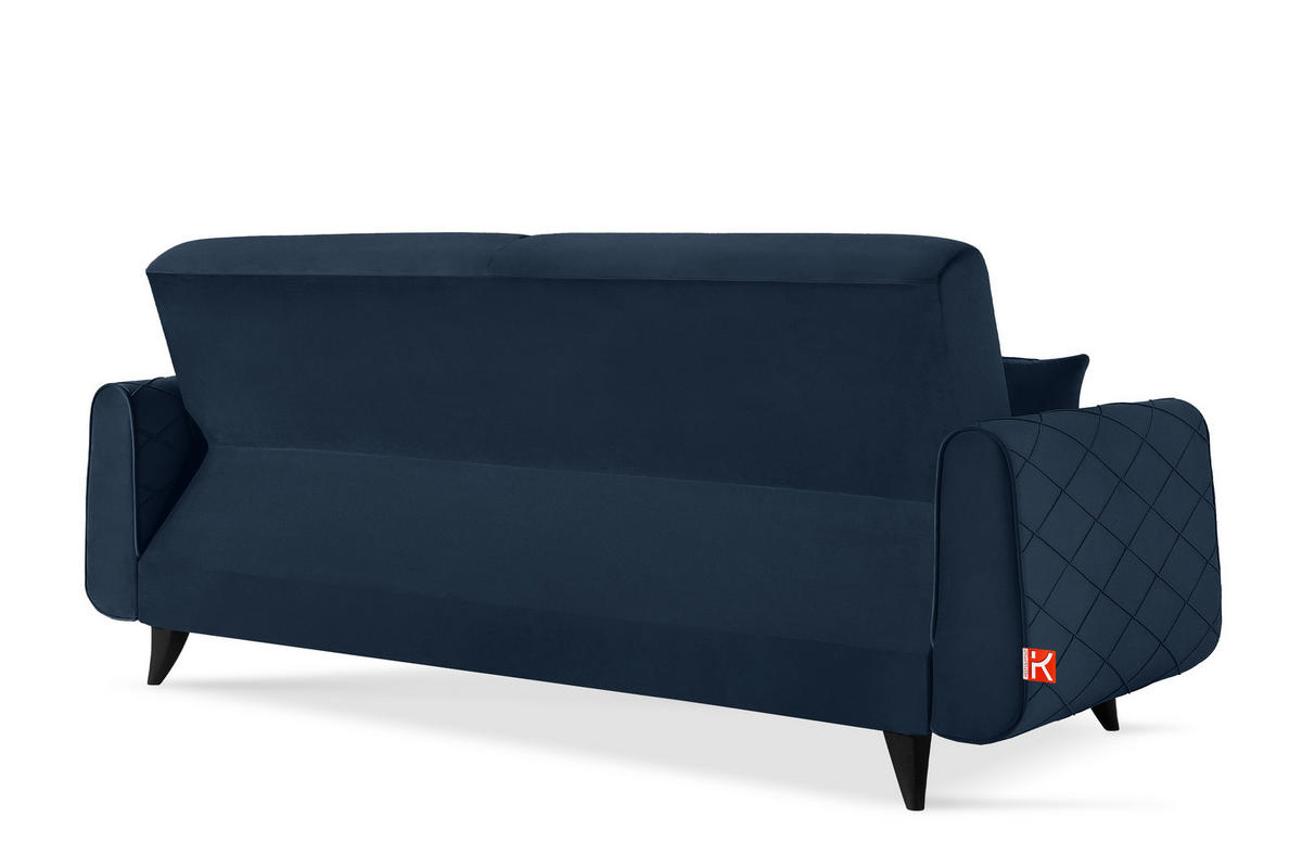 3-SITZER-SOFA GUSTAVO III Sofa 3 Velours, Dunkelblau - Dunkelblau, Holz/Holzwerkstoff (230/98/98cm) - KONSIMO®