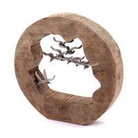 SKULPTUR Flight Mangoholz, Aluminium silber-natur - Naturfarben, Holz (35/35/8cm) - CREEDWOOD