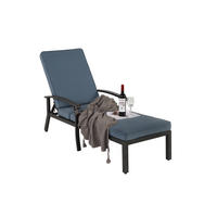 GARTENLIEGE aus Aluminium 204x58x100/30 cm Blau mit 5-fach verstellbarer Rückenlehne und Baumwollkissen - Blau, Metall (58/100/204cm) - Modfu