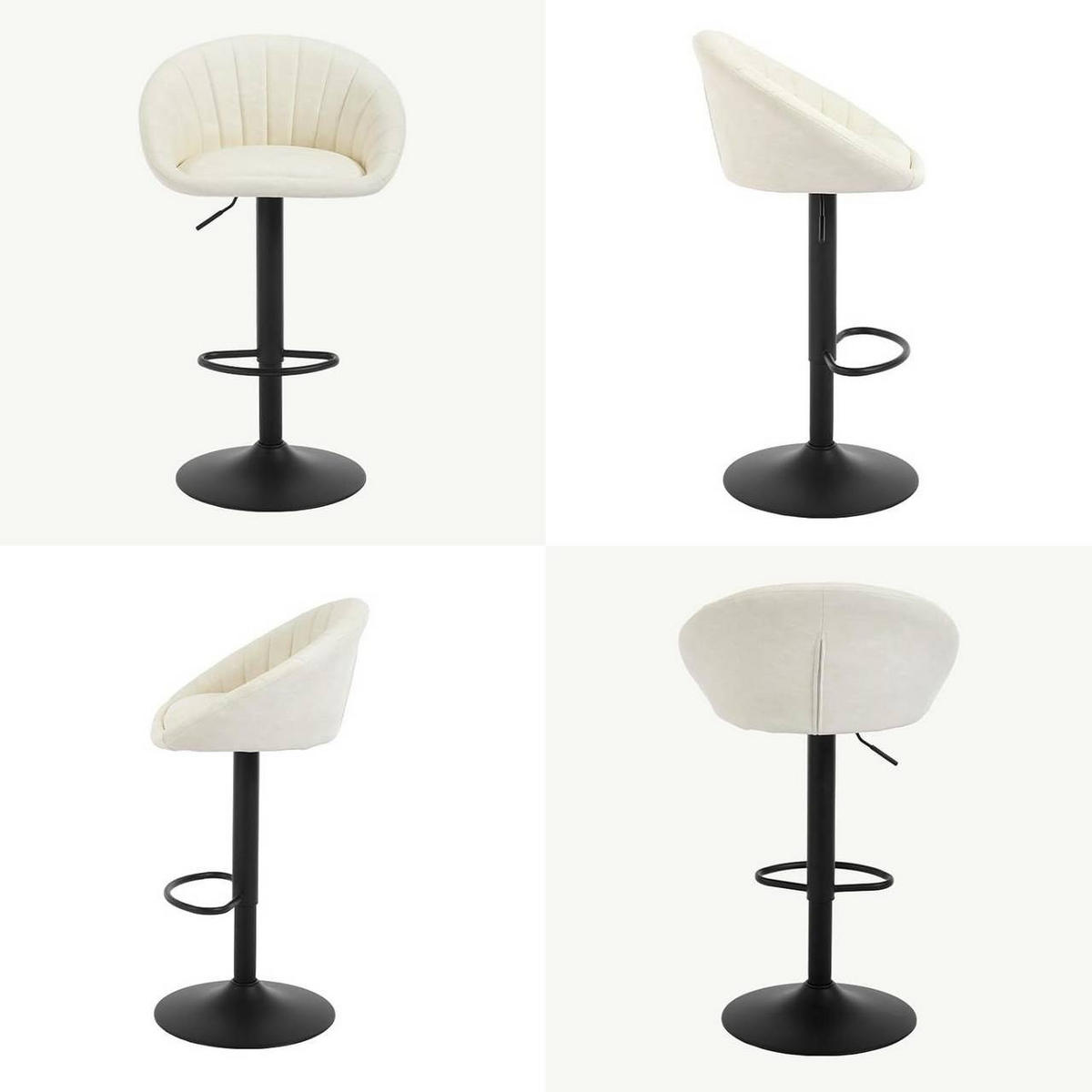 BARHOCKER Kunstleder, Metall, Beige - Beige/Schwarz, Kunststoff/Metall (53/83/45cm) - Woltu