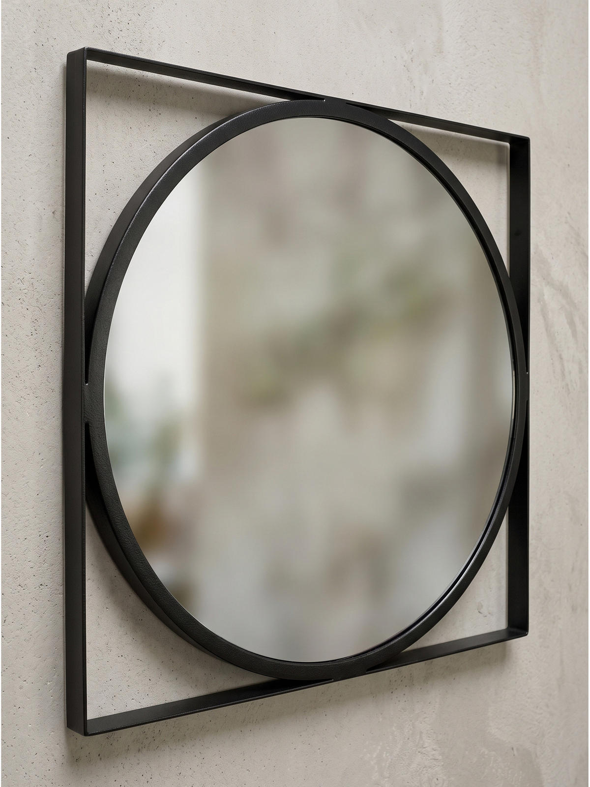 WANDSPIEGEL Rund Metall Schwarz 54x54 cm Quadratischer Rahmen - Schwarz, Glas (54/54/3cm) - KADIMA DESIGN