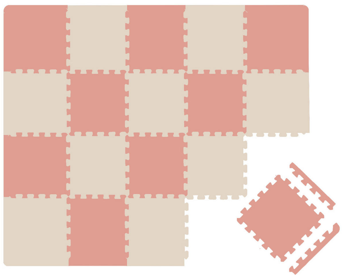 SPIELMATTE ab Null - 180/90/1 cm Puzzlematte mit Rand Terrakotta Beige - Rosa, Kunststoff (30/30cm) - Littletom