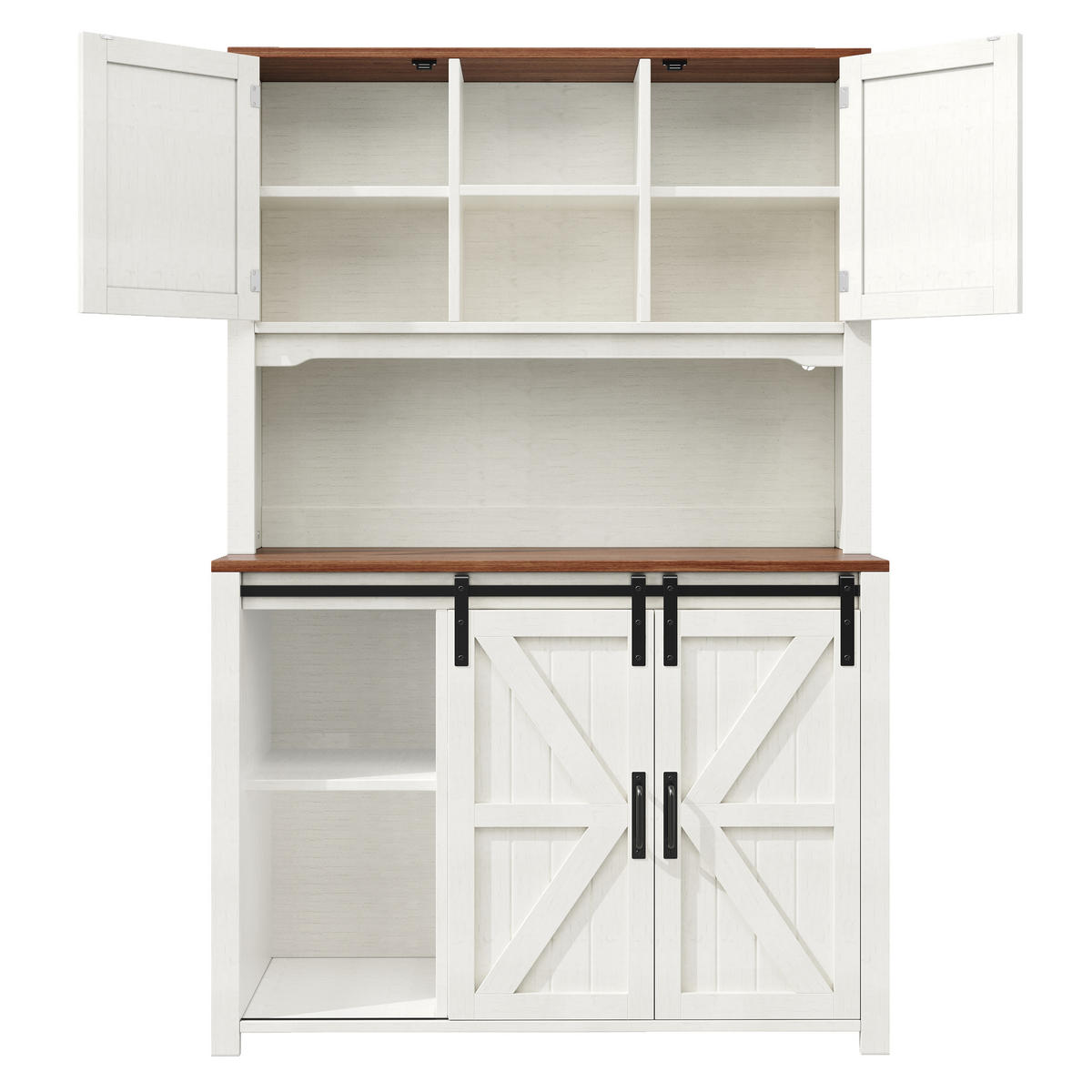 BUFFET 115/40/174,7 cm weiß aus MDF und Metall mit LED - Weiß, Holzwerkstoff (115/174.7/40cm) - OKWISH