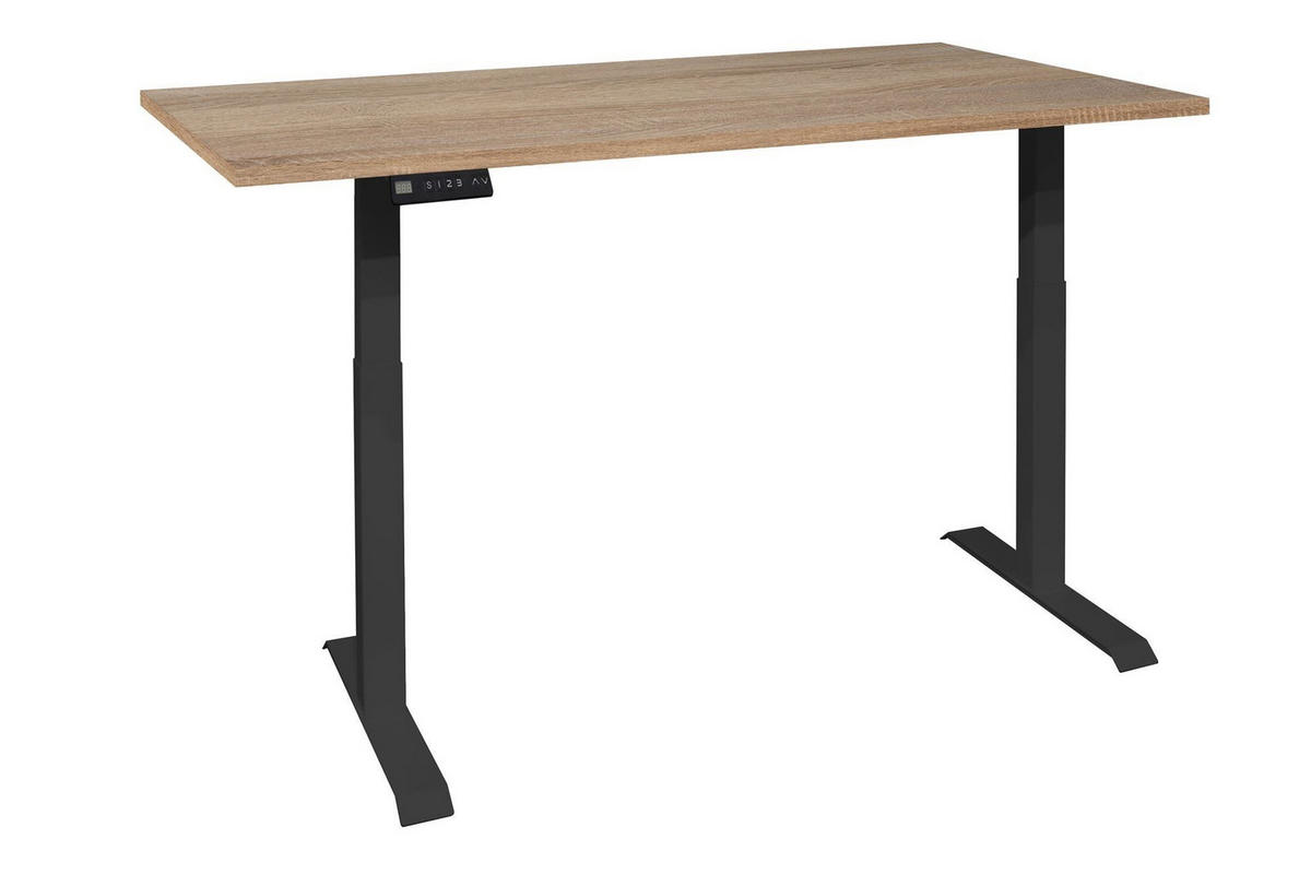 SCHREIBTISCH höhenverstellbar elektrisch Editha 160x90 schwarz/eiche sägerau - Sonoma Eiche, Holz (160/90/74cm) - 58aufmkessel