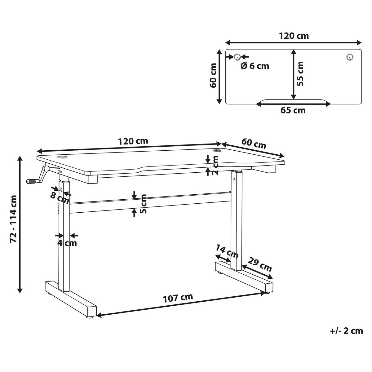 SPIELTISCH schwarz 120/60/72-114 cm Durbin - Schwarz, Holzwerkstoff (60/120/72cm) - Beliani