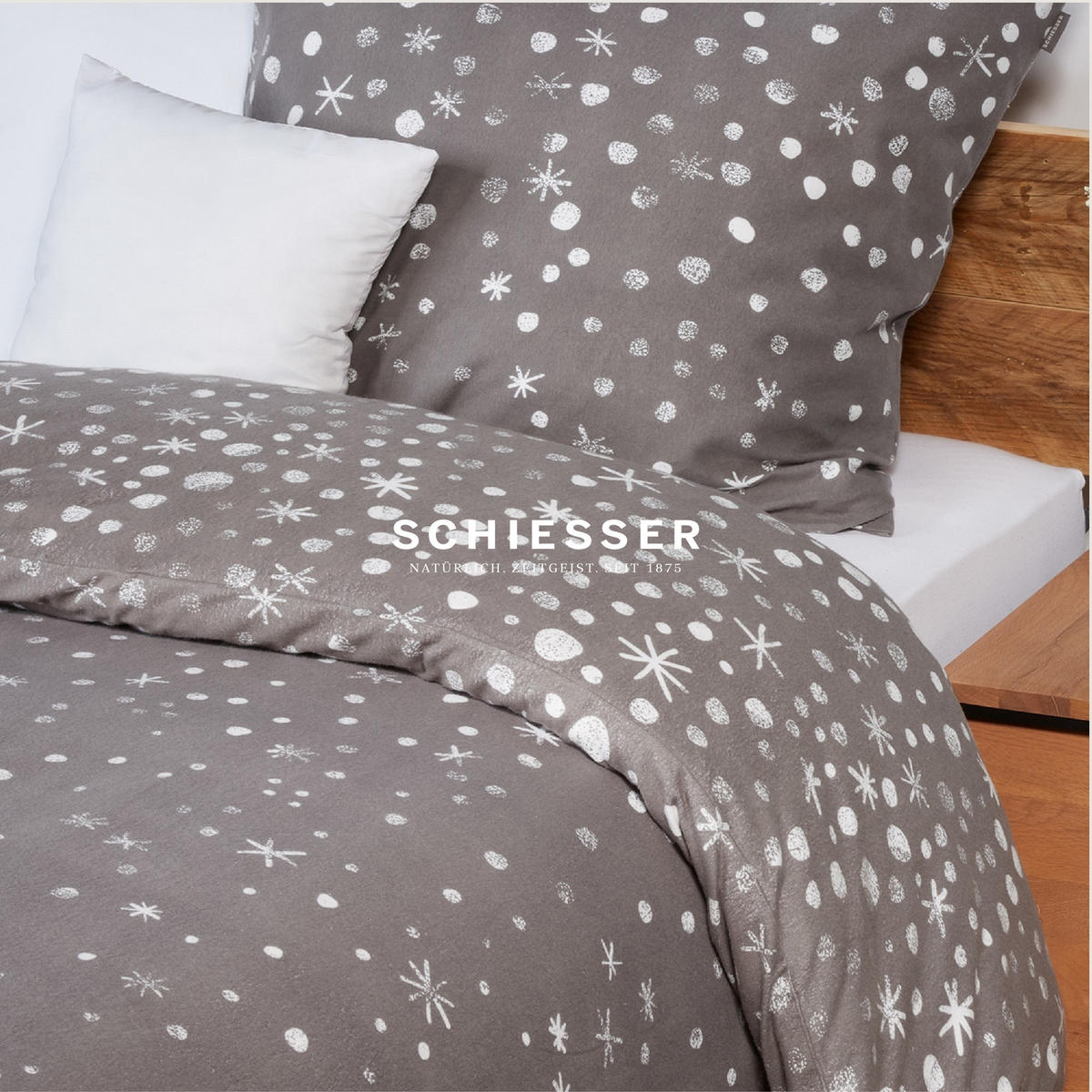 BETTWÄSCHESET Runa - Feinbiber - 2-teilig - 155 x 220 cm - Grau - Grau, Textil (155/220cm) - SCHIESSER