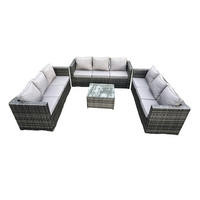 GARTENLOUNGE-SET Polyrattan 6-Sitzer - Dunkelgrau, Metall - Fimous