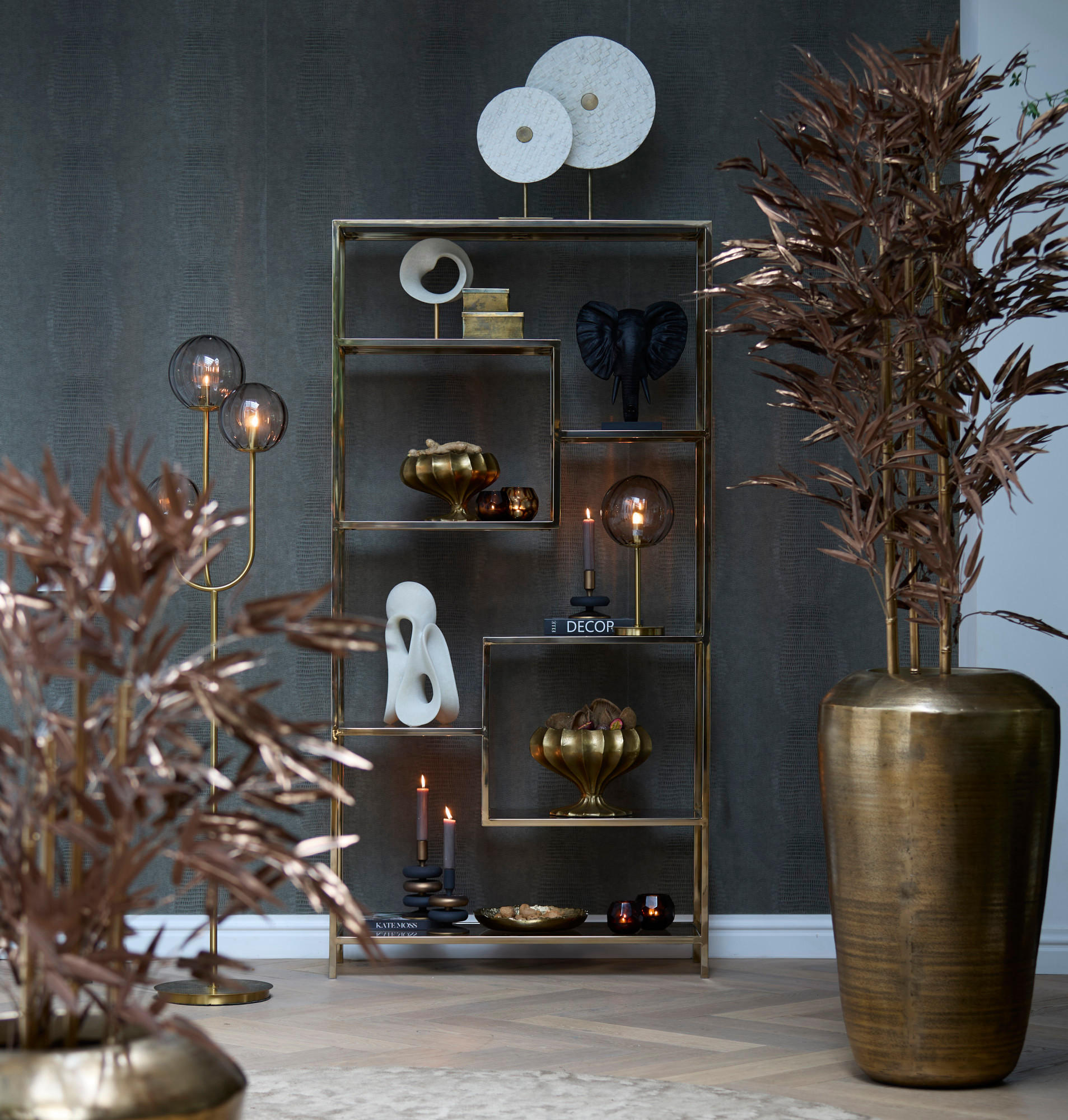 TOPF Bambus Bronze 180/100/180 cm - Bronzefarben, Kunststoff (180cm) - Light & Living
