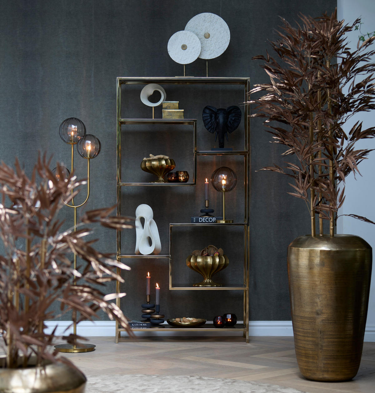 TOPF Bambus Bronze 180/100/180 cm - Bronzefarben, Kunststoff (180cm) - Light & Living