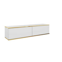 TV-LOWBOARD FORNO (Weiß, Goldene Details, 2 Türen, 135 cm) - Weiß, Holz/Holzwerkstoff (135/30/32cm) - Ravio