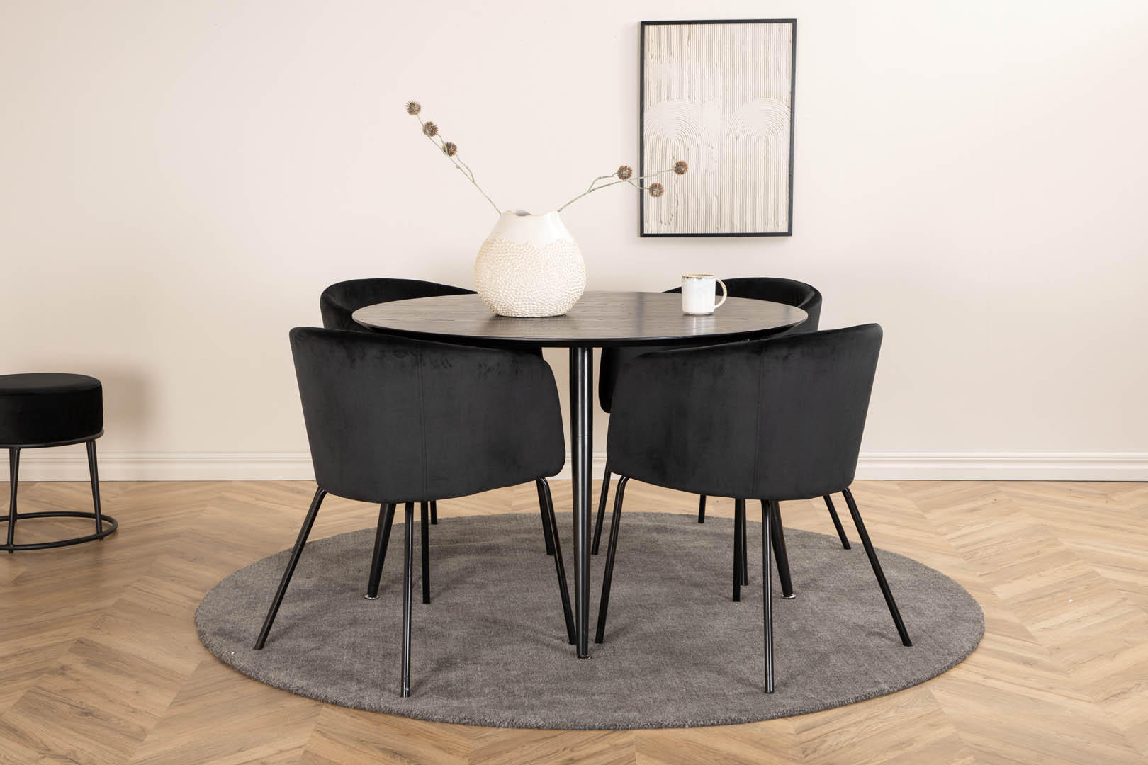 ESSGRUPPE 5-TLG. Dipp Schwarz - Schwarz, Holz/Textil (115/75/115cm) - ebuy24