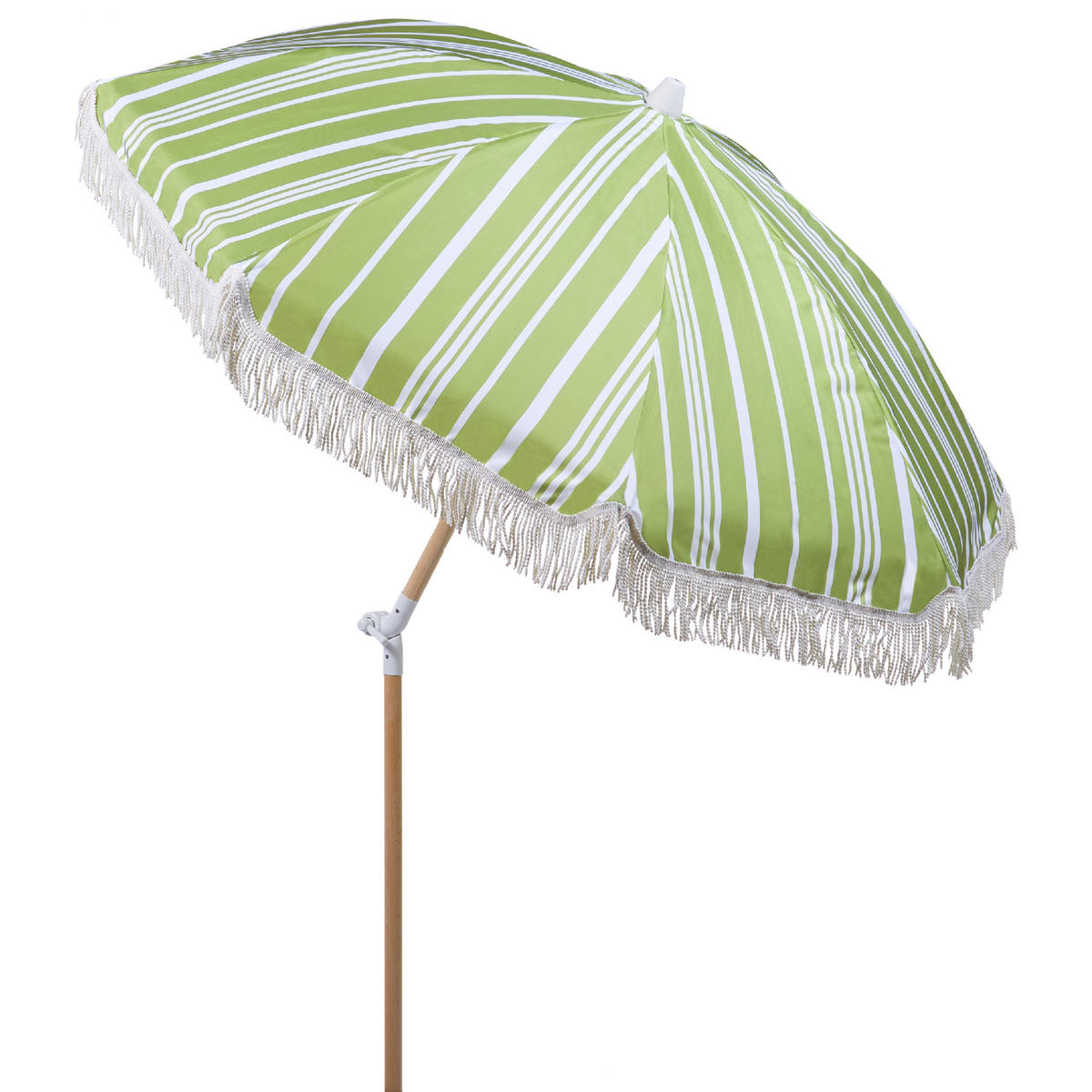 SONNENSCHIRM grün/weiß mit Volant 150 cm Mondello - Hellbraun/Weiß, Textil (150/150cm) - Beliani