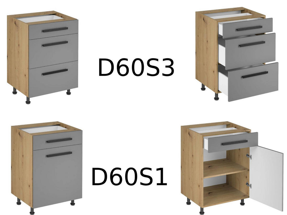 WINKELKÜCHE 390 × 260 cm - Langen K106-M860 - in Beige / Matt - Beige/Schwarz, Holz/Holzwerkstoff (390/260/212cm)