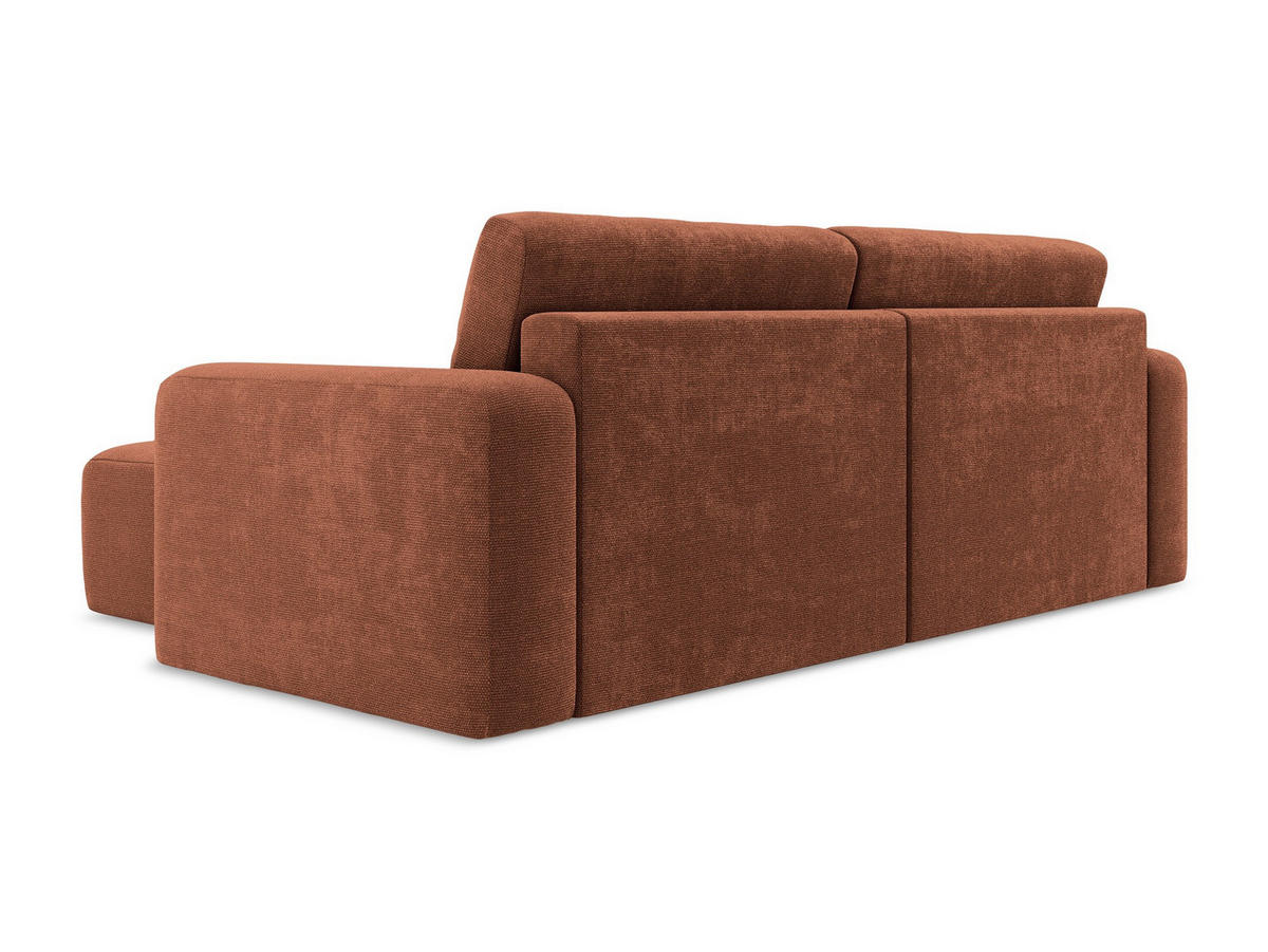 ECKSOFA mit Schlaffunktion rechts Chenille Stoff Orange - Terra cotta/Schwarz, Kunststoff/Textil (244/149cm) - Makamii