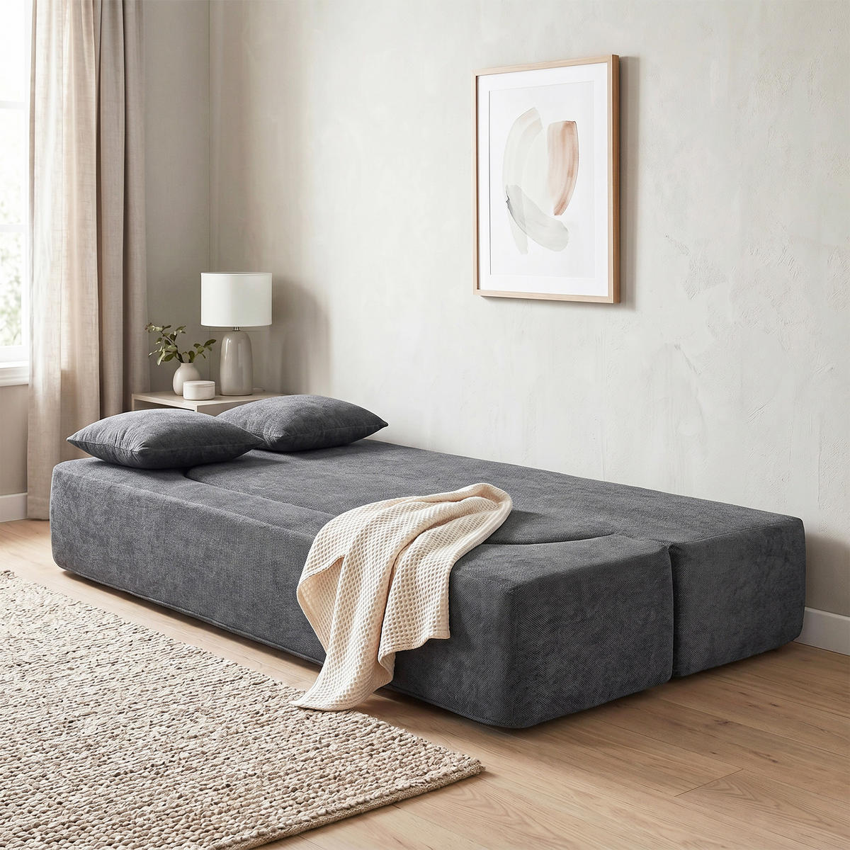 SCHLAFSOFA Polyester Dunkelgrau - Dunkelgrau, Textil (80/60/190cm) - HOMCOM