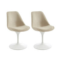 STUHL 2er-Set - Strukturstoff & Stahl - Beige & Weiß - XAFY - Beige, Textil (48/79.5/61.5cm) - Vente-Unique