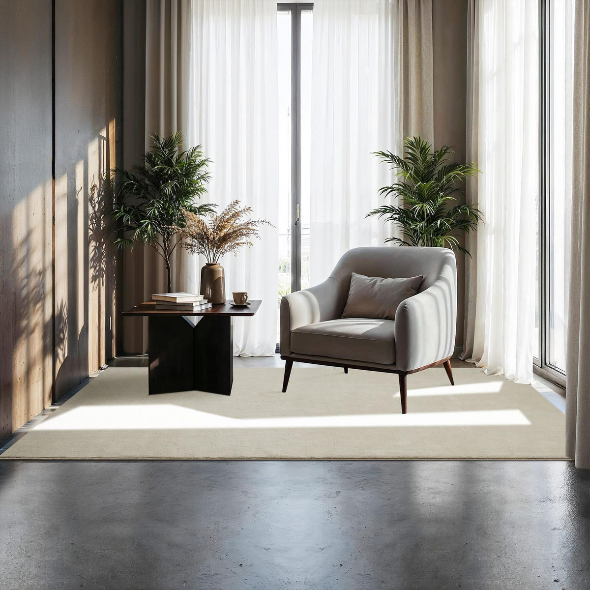 KURZFLORTEPPICH Soft Zone,rutschfeste Unterseite,creme - Creme, Kunststoff (170/120cm) - tectake