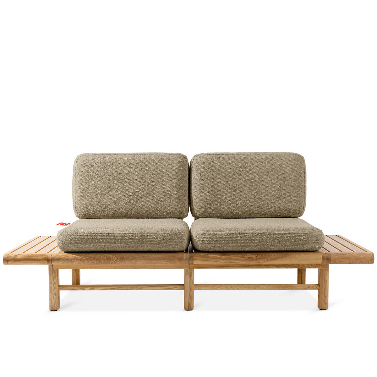 GARTENSOFA ATREDA 2-Sitzer, mit beideseitig Ablagen - Beige, Holz/Textil (190/74/80cm) - KONSIMO®