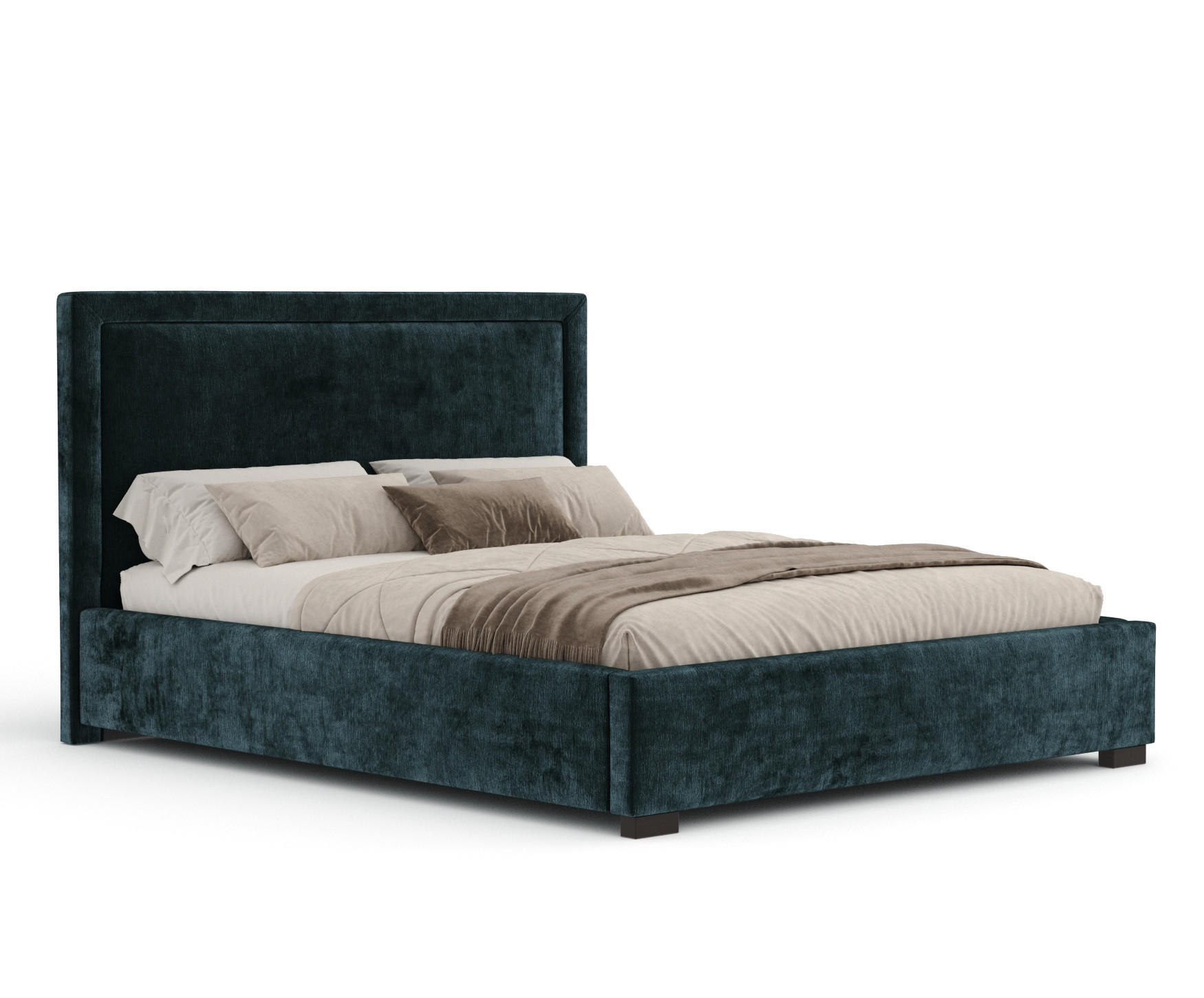 POLSTERBETT Ordina Türkisfarben 140/200 cm im Chenille-Stoff - Türkis/Schwarz, Holz/Holzwerkstoff (140/200cm) - Maison de Reve