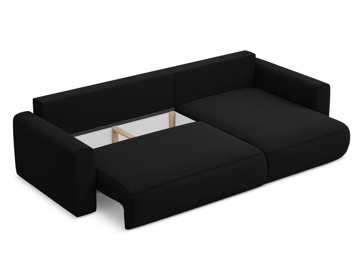 ECKSOFA mit Schlaffunktion Samt Stoff Schwarz - Schwarz, Kunststoff/Textil (278/149cm) - Makamii
