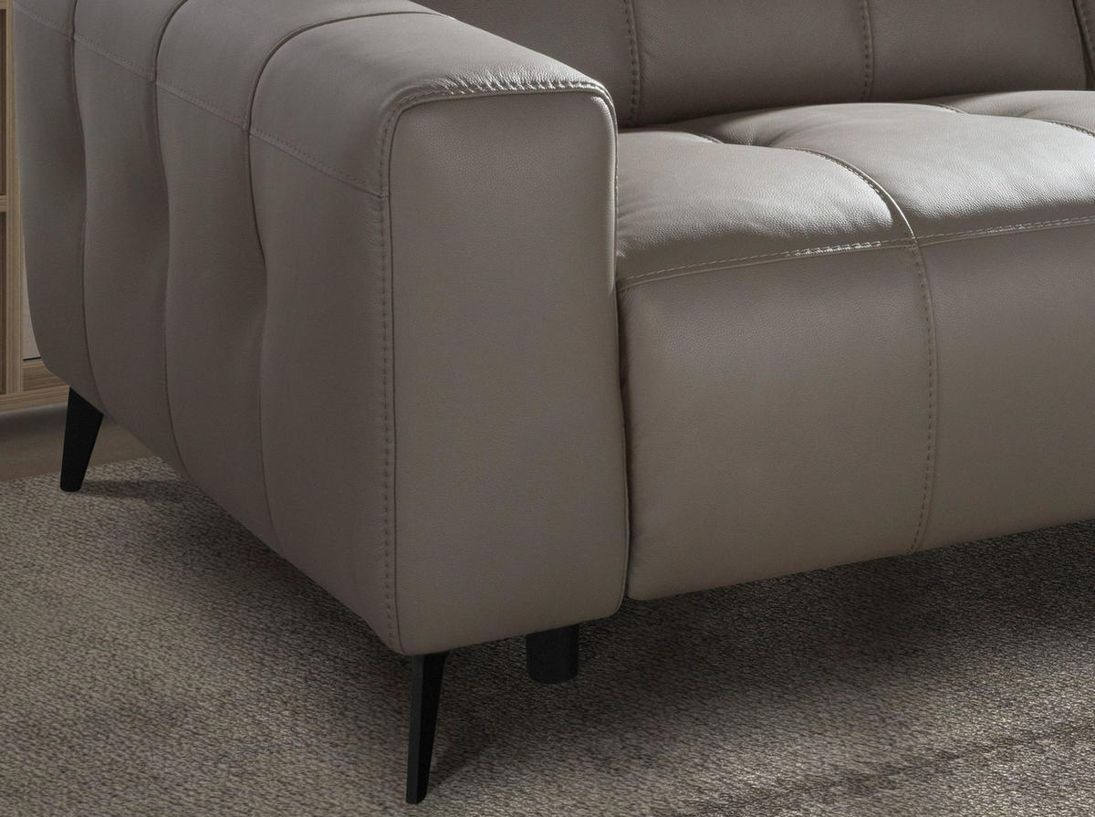 SOFA 3-sitziges Relaxsofa in Leder grau 216/110/98 cm - Schwarz, Leder/Metall (216/98/110cm) - ANGEL CERDA