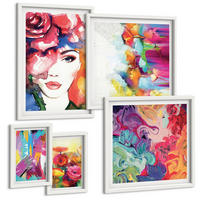 BILDER SET 5er Set - 50x50 cm & 20x30 cm & 40x60 cm Weißer Rahmen - Farbenfrohe Abstraktionen der Form - Weiß, Kunststoff (40/60cm) - TULUP