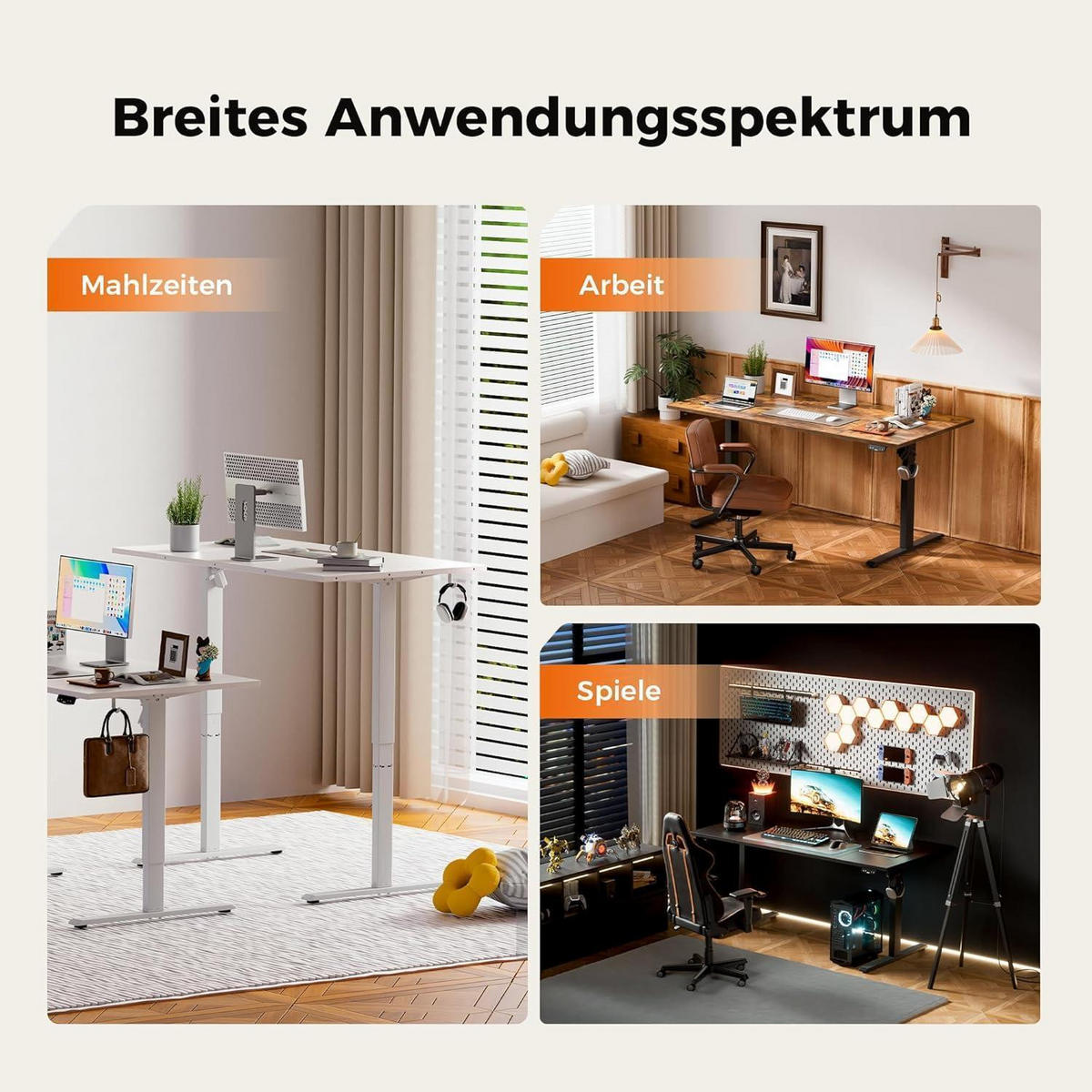 SCHREIBTISCH Höhenverstellbar Elektrisch 140 x 80 cm Braun - Braun, Holzwerkstoff (140/80/75cm)