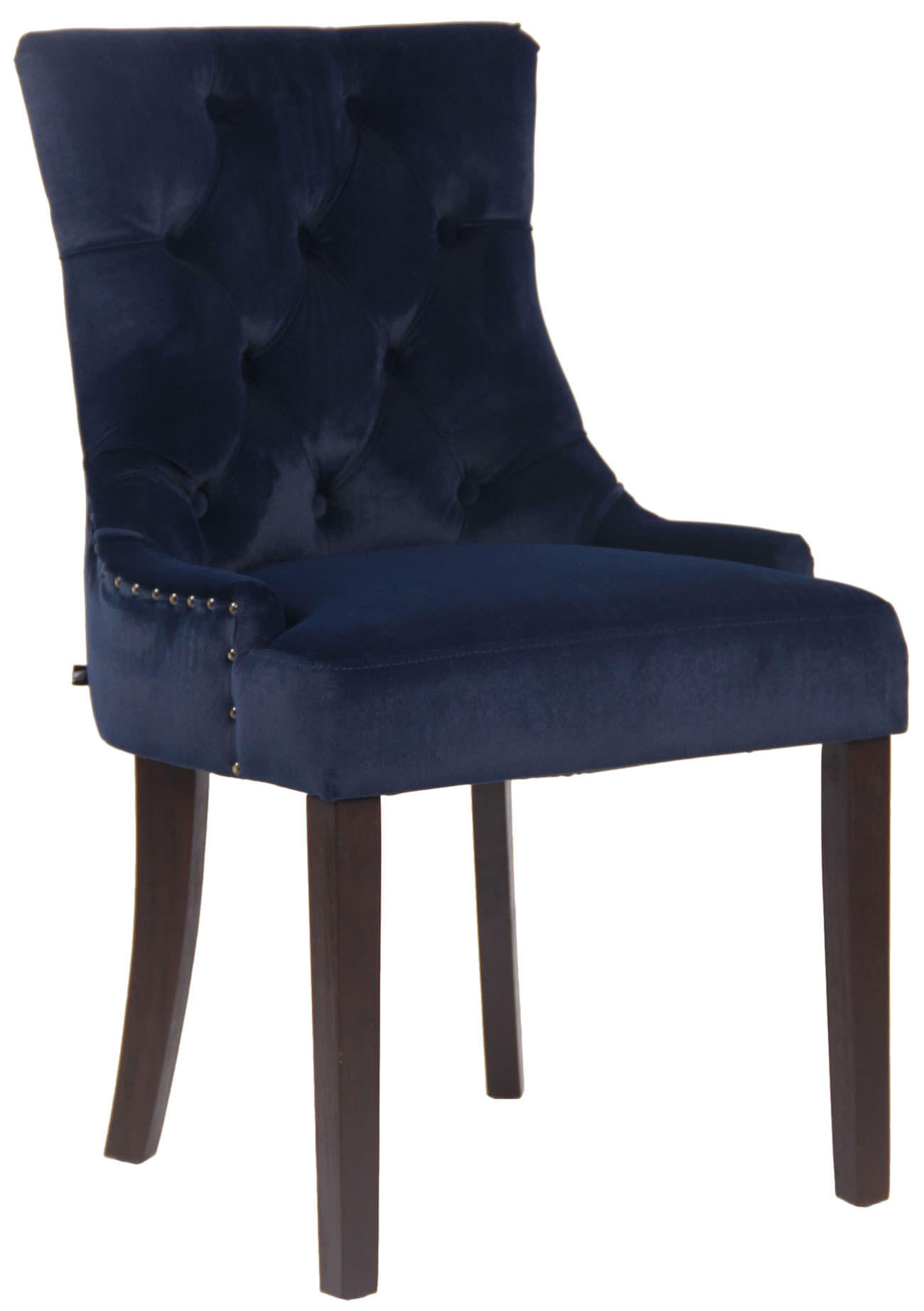 ESSZIMMERSTUHL Aboli Samt, antik Blau - Blau/Dunkelbraun, Holz/Textil (55/92/58cm) - TPFLiving