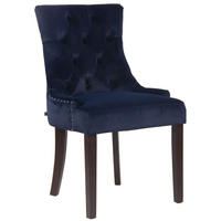 ESSZIMMERSTUHL Aboli Samt, antik Blau - Blau/Dunkelbraun, Holz/Textil (55/92/58cm) - TPFLiving