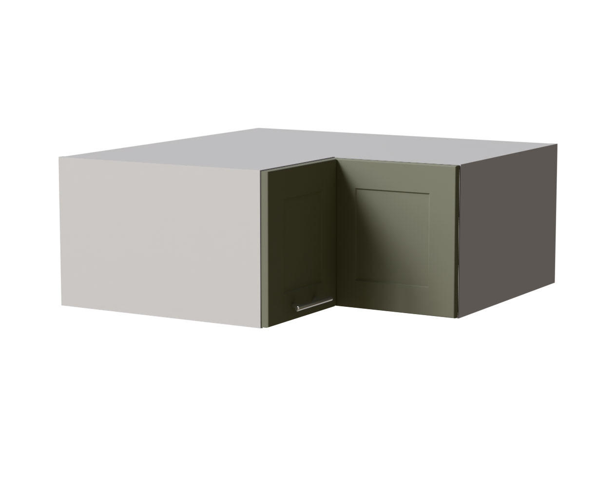 ECKAUFSATZSCHRANK Oslo W14/90/36 Grau / Reed Green Matt 90 / 90 / 36cm - Grau/Grün, Holz/Holzwerkstoff (90/36/90cm) - Feldmann-Wohnen