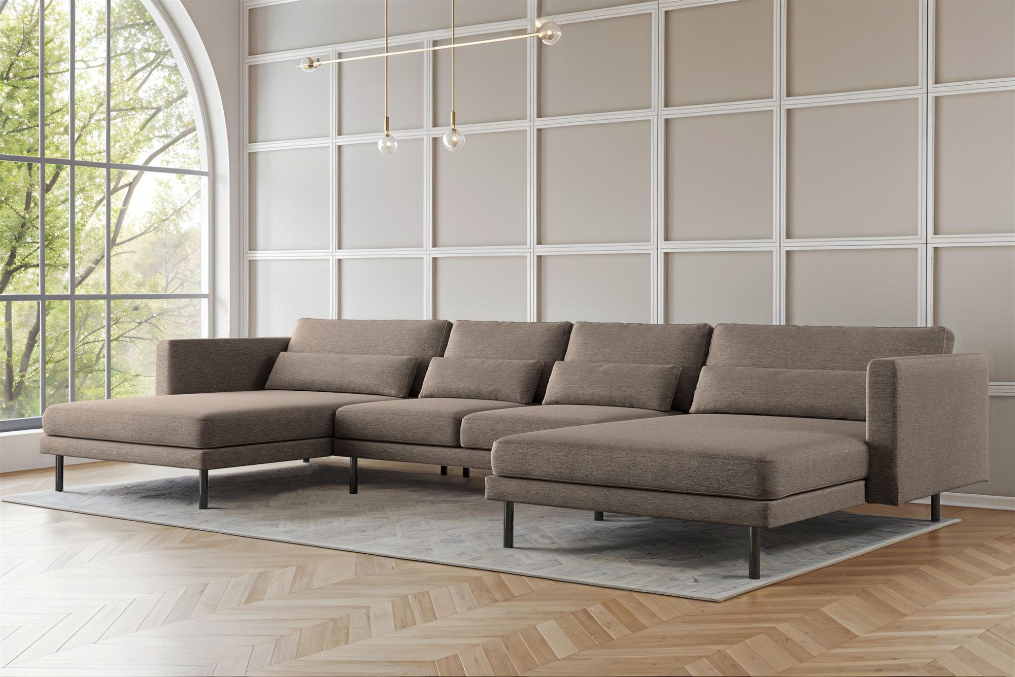 WOHNLANDSCHAFT Agada In Verita - Braun, Holzwerkstoff/Textil (391/83/174cm) - Fun Möbel