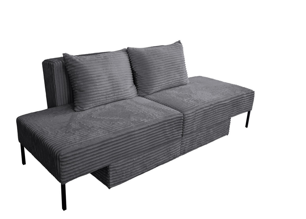 SOFA Mit Schlaffunktion MOOKA 4in1-Multifunktions-System Stoff Velo Dunkelgrau - Dunkelgrau, Holz/Textil (240/87/103cm) - Kaiser Möbel