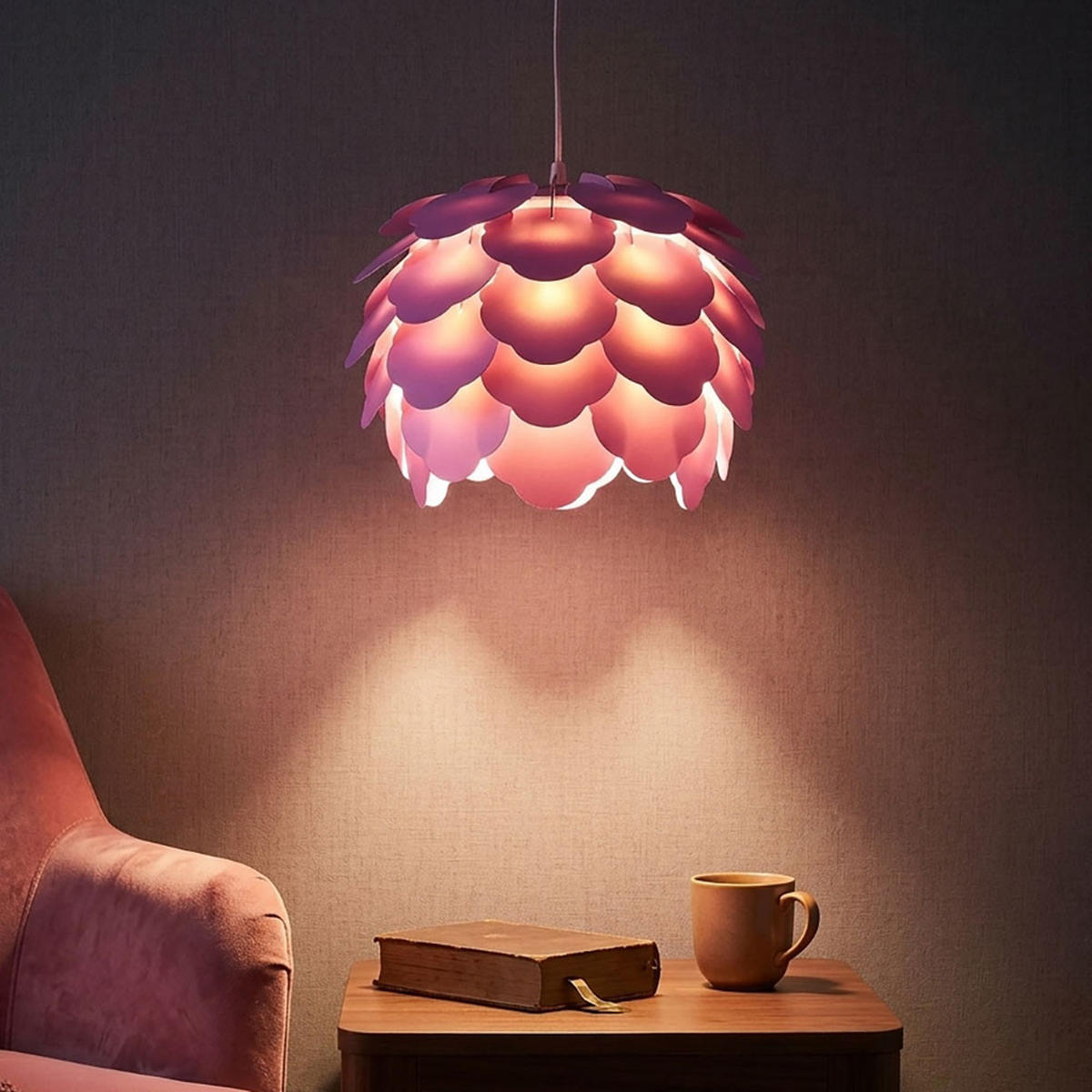 LED HÄNGELEUCHTE Stahl Rosa - Rosa, Metall (42/42/110cm)