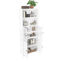 HIGHBOARD 57,5/28,5/160 cm in Weiß mit Glastüren und offenen Fächern - Weiß, Holzwerkstoff (57.4/160/28.5cm) - BEAOK