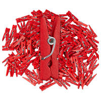 400XMINI-HOLZKLAMMERN - Rot, Holz (0.8/2.5/0.3cm) - Relaxdays