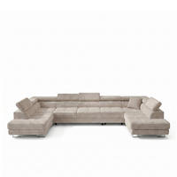 ECKSOFA U-Form WILD MAXI U2 mit Schlaffunktion 125x329 Velours Beige - Chromfarben/Beige, Holz/Textil (400/90/203cm) - Muffo