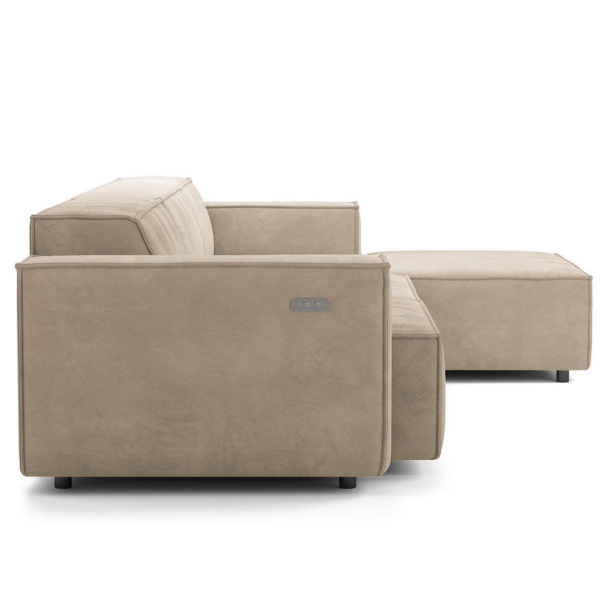 ECKSOFA mit Longchair - Beige/Schwarz, Kunststoff/Textil (294/177cm) - home24