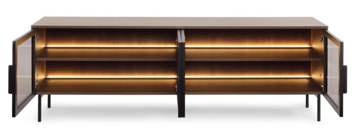 TV-SCHRANK Eiche Dunin LUMIN 4D LED - Schwarz, Holzwerkstoff (181.3/61.6/39.3cm) - Sepro Meble