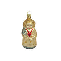 CHRISTBAUMSCHMUCK Engel mit Herzkette messinggold matt 9 cm - Multicolor, Metall (0.1/9/0.1cm)