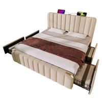 ČALOUNĚNÁ POSTEL 140/190 cm v béžové barvě se 4 zásuvkami, USB a Type-C - béžová, kov/kompozitní dřevo (140/190cm) - CHICFURN