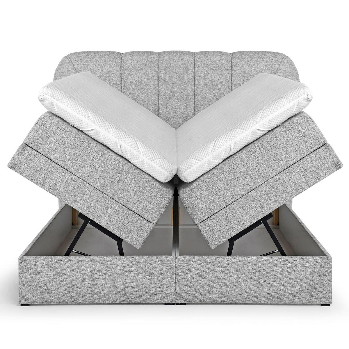 BOXSPRINGOVÁ POSTEL Romeo s elektrickým polohováním matrace, 140x200 cm, světle šedá - světle šedá, textil (140/200cm) - Beautysofa