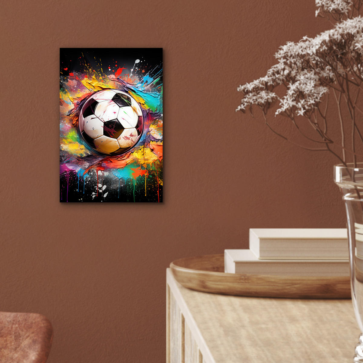 KOVOVÝ OBRAZ Futbal - Farba - Farby - Čierna - Biela 20x30 cm - biela, kov (20/30cm) - MuchoWow