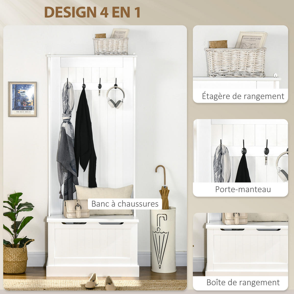 GARDEROBE Weiß 71,5/39,5/170 cm - Weiß, Holzwerkstoff (71.5/170/39.5cm) - PANGIVO
